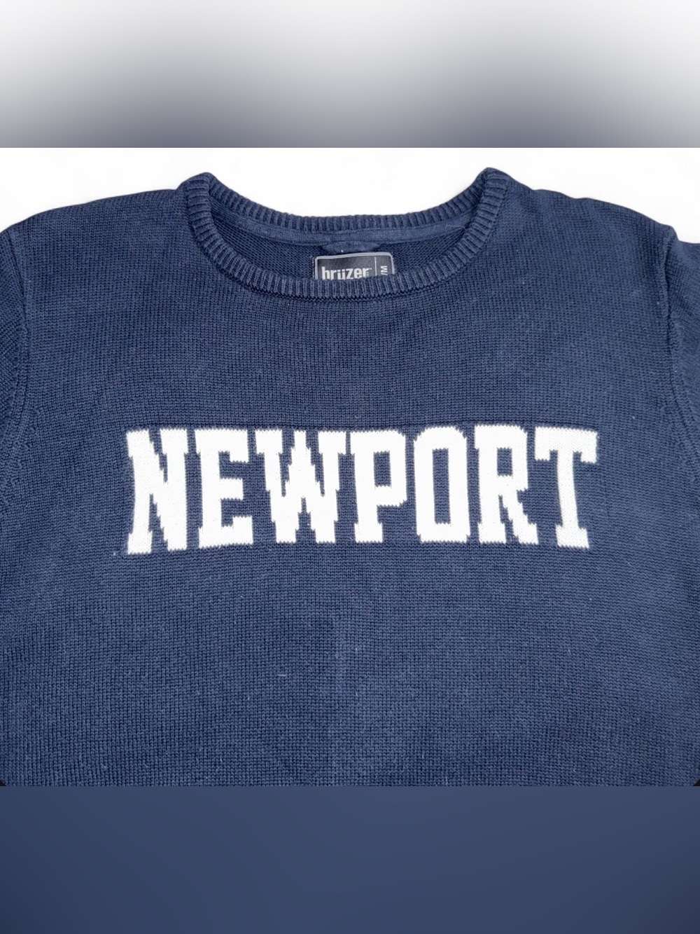 Bruzer Newport Navy Blue 100% Cotton Knit Sweater Men’s Medium M